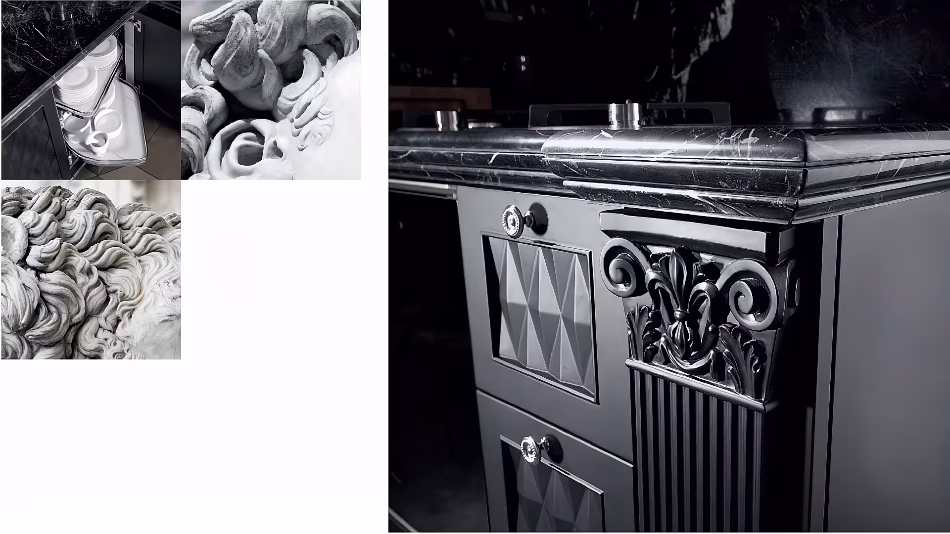 Traditional kitchen with luxury materials