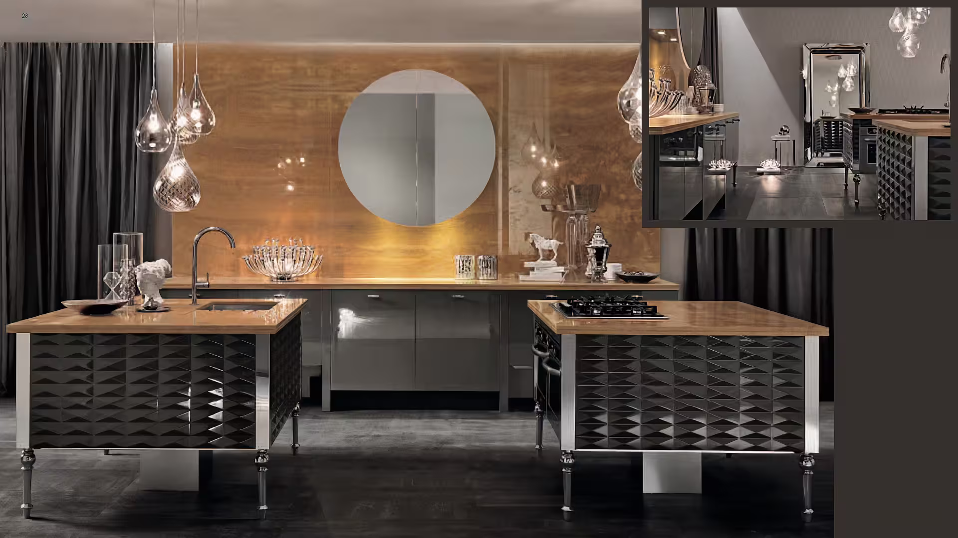 Art Deco kitchen with custom Italian cabinets