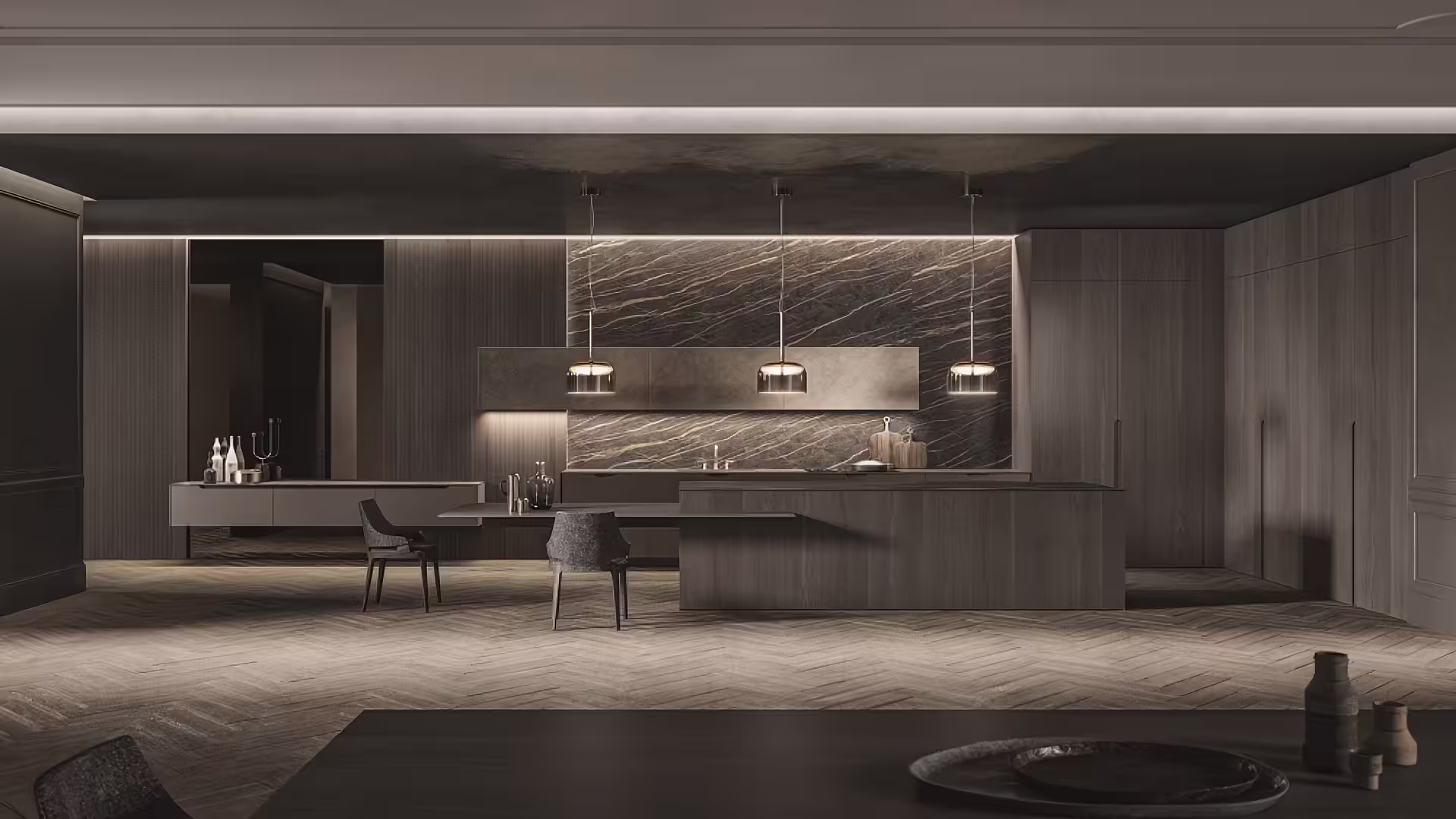 Luxurious Art Deco kitchen with premium finishes