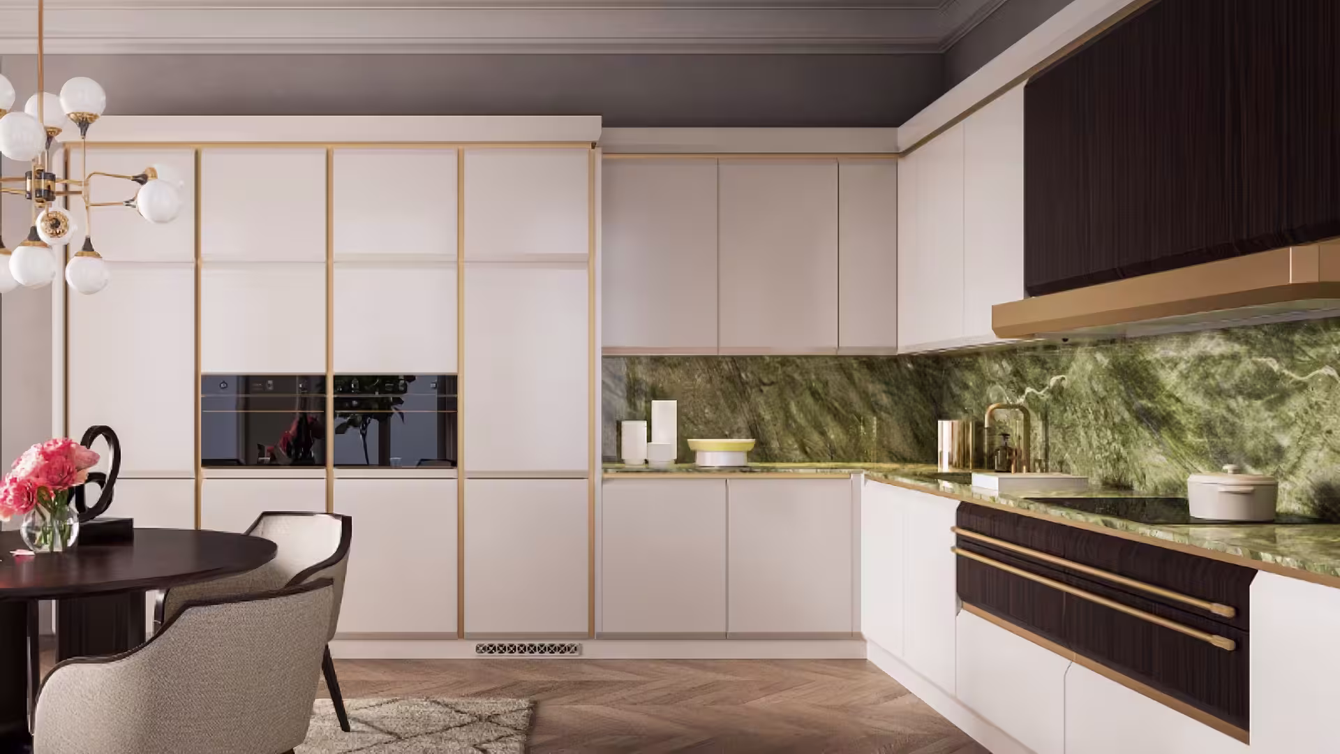 Art Deco kitchen with geometric patterns