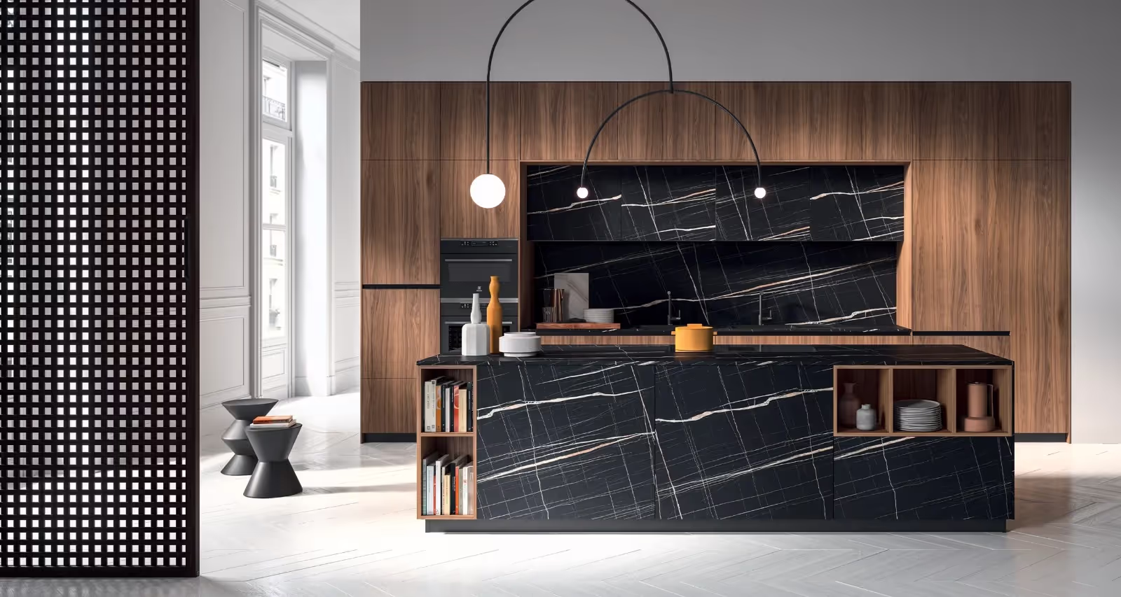 Modern Italian kitchen with integrated appliances