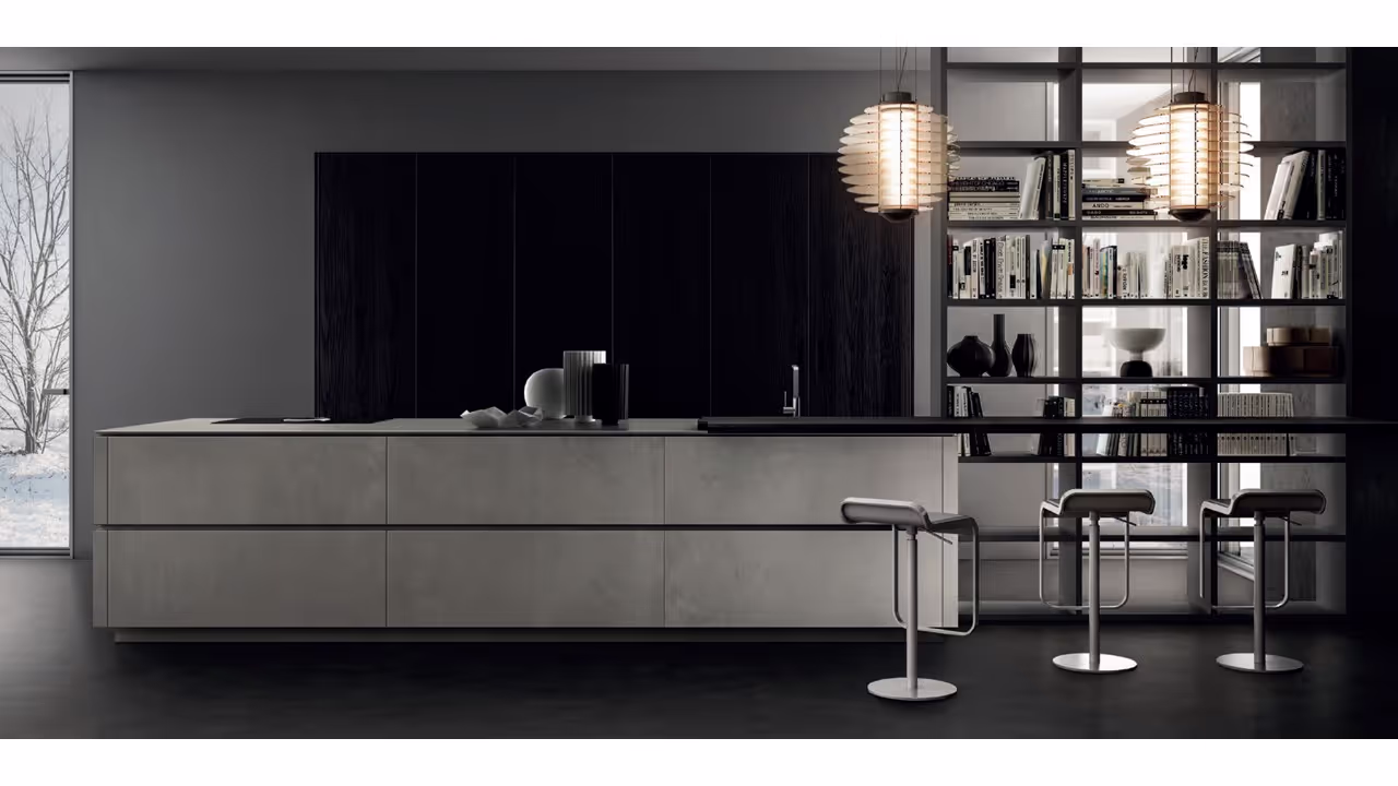 Contemporary kitchen with elegant lighting