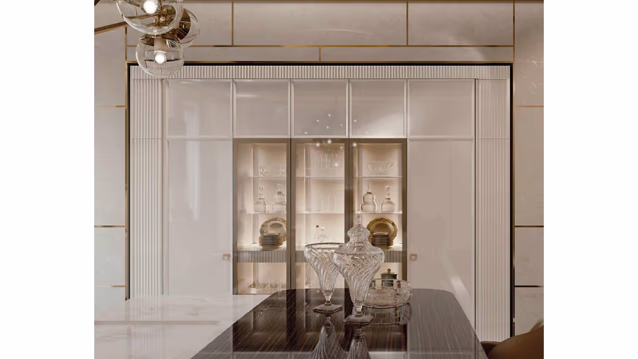 Contemporary kitchen with custom Italian cabinets