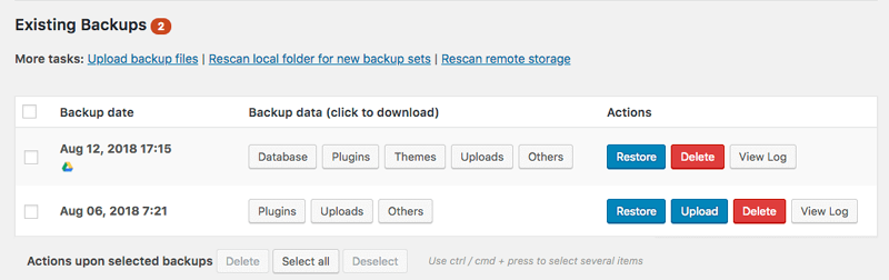 Automatic WordPress Backup Using UpdraftPlus