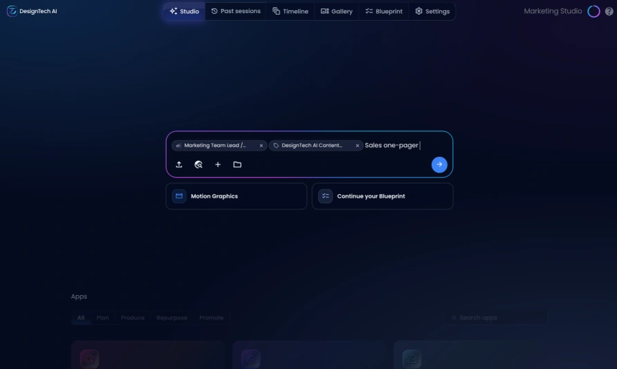 A request being entered in DesignTech AI Studio