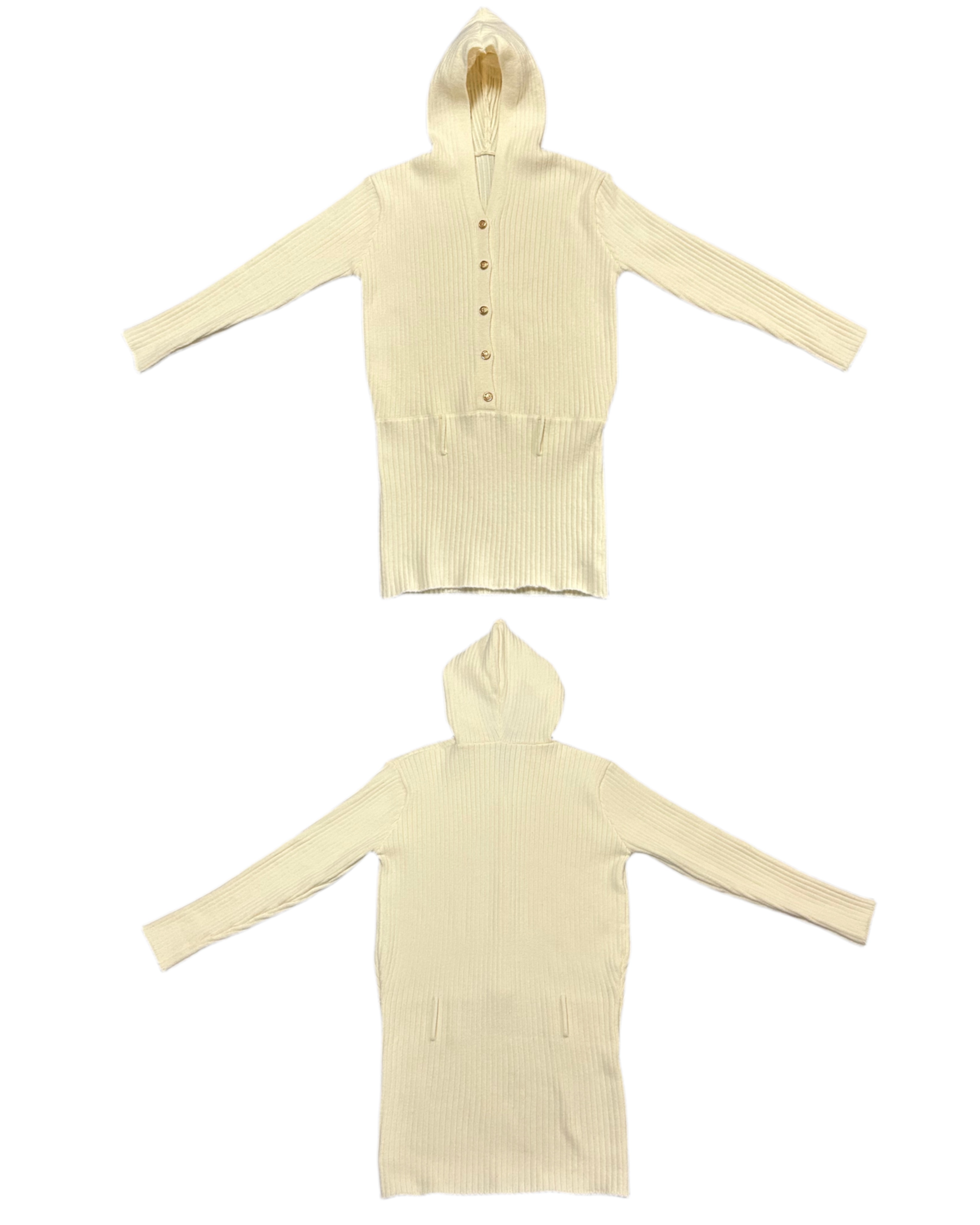 [-3kg 몸매보정 핏 개강룩] 크림 여리핏 골지 후드 페미닌 니트 미니원피스 (벨트는 선택사항)