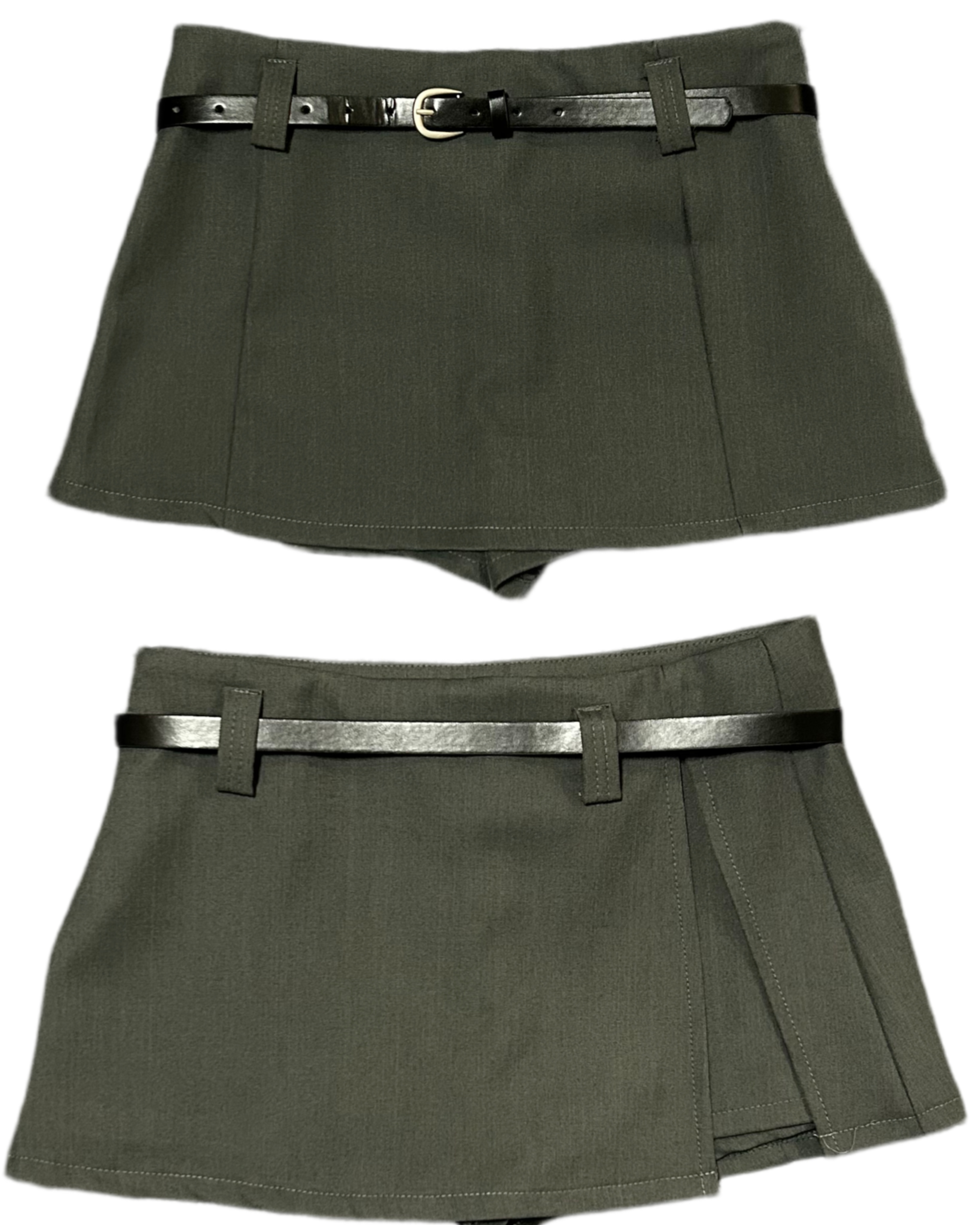 [치마바지 S,M ] 벨트세트 옆트임 랩 치마바지 핏보장 A라인 하이웨스트 미니스커트 봄 여름 가을 겨울 데이트룩 글램섹시