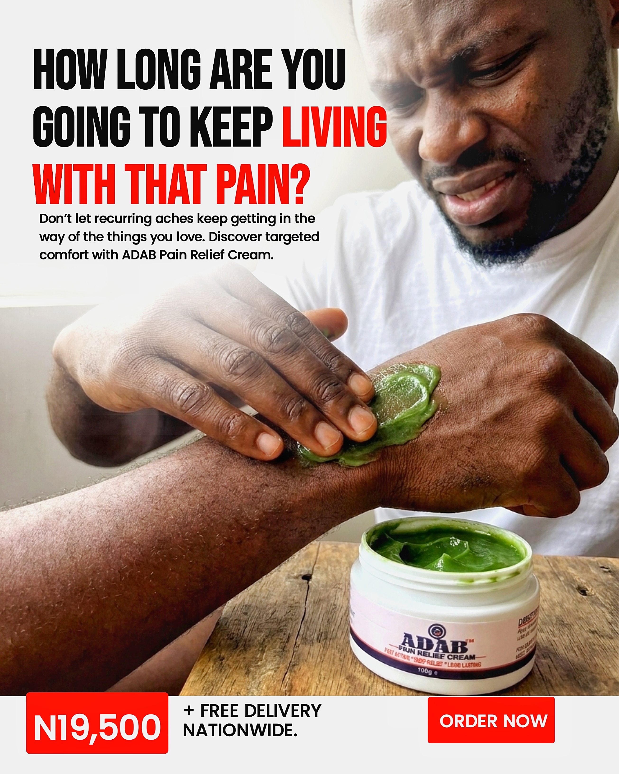 Man applying topical cream to his arm