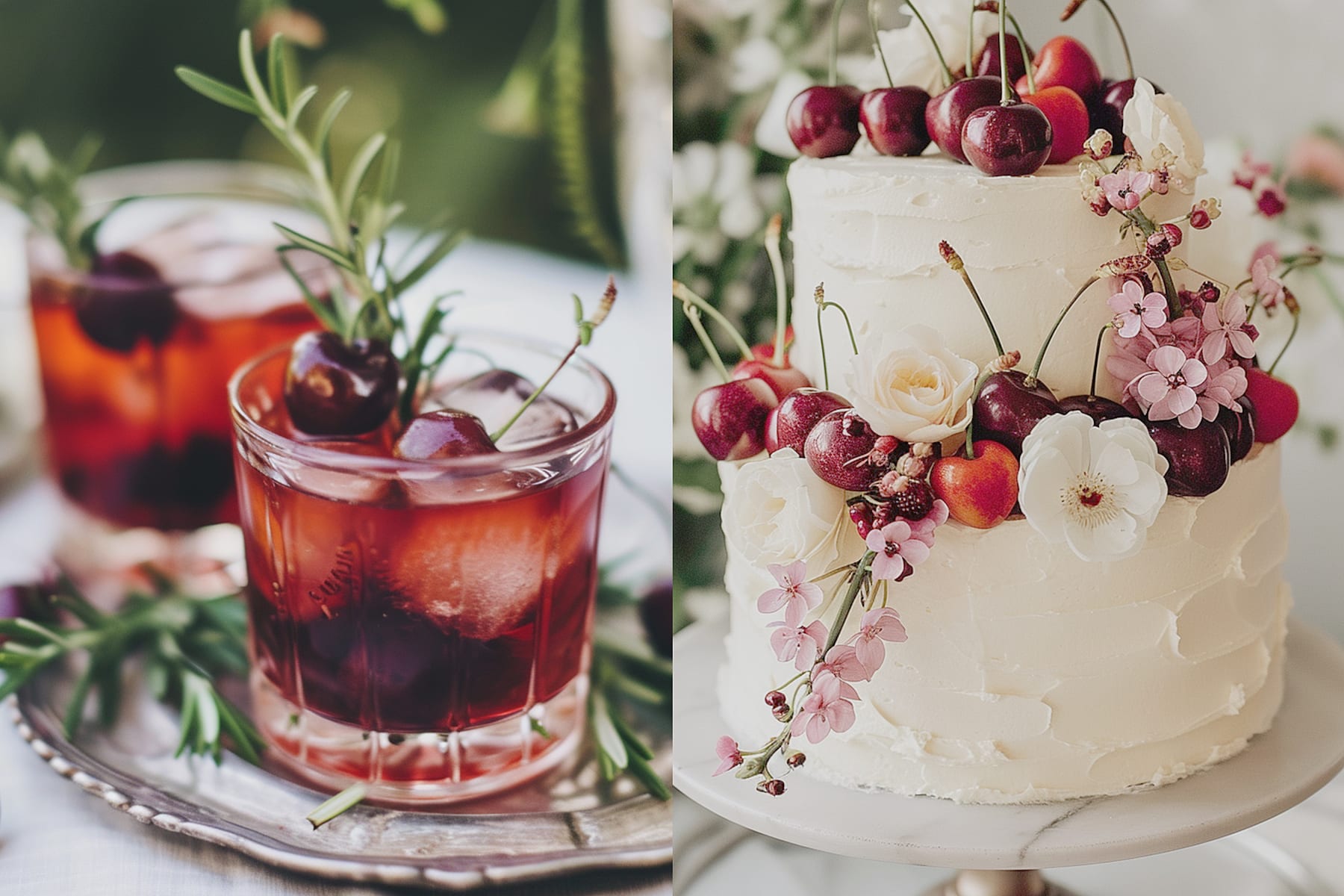 Cherry Wedding Cake & Cocktails