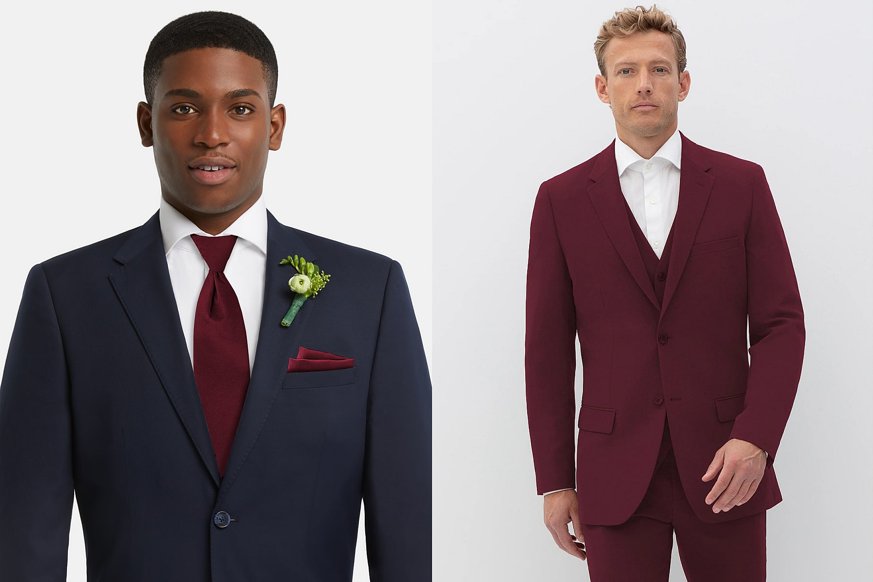 Dark Cherry Red Ties & Burgundy Suits