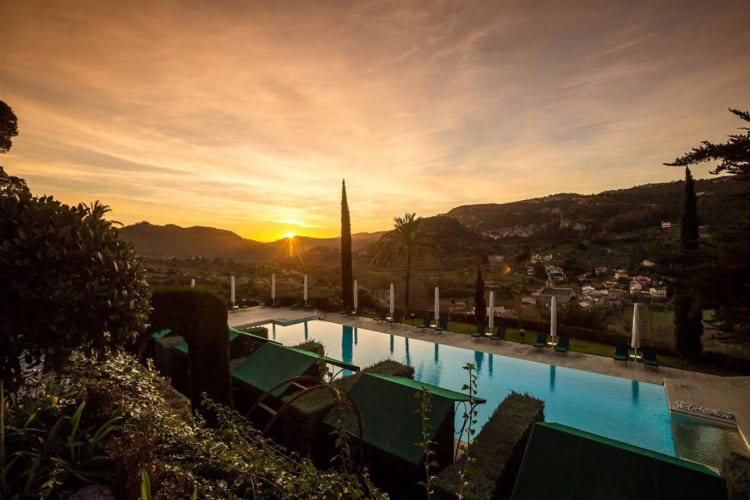 Pool Overview With Sunset