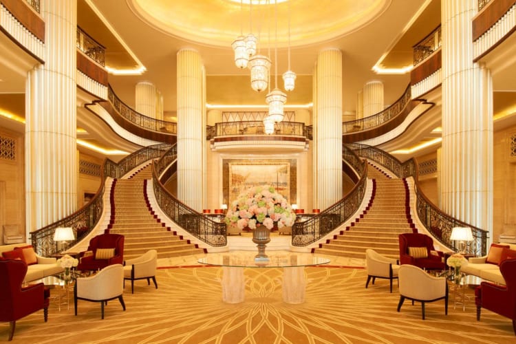 Hotel lobby and grand staircase