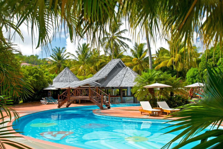 Resort swimming pools and loungers
