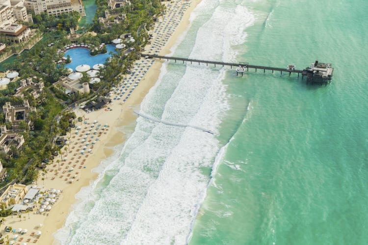 Beach and wider resort