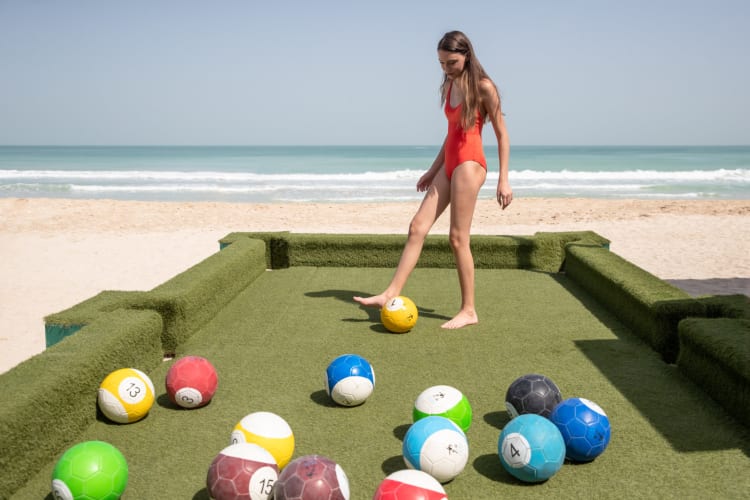 Football billiards on the beach