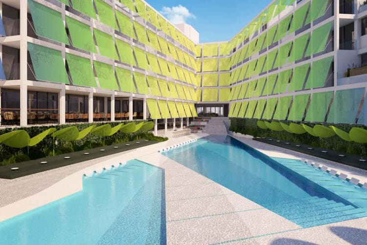 Pool and hotel