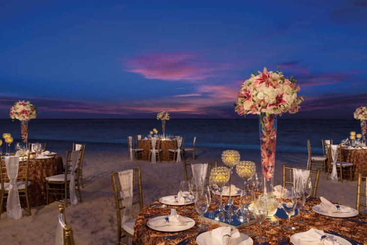 Wedding reception at sunset