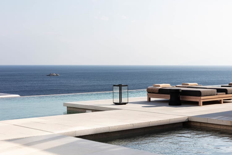 Kalesma Mykonos Main Pool Sea View closeup