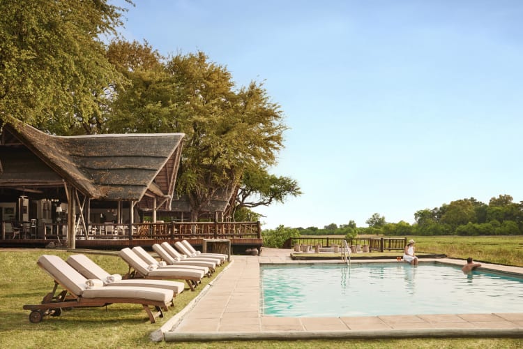 Heated swimming pool overlooking the Khwai River