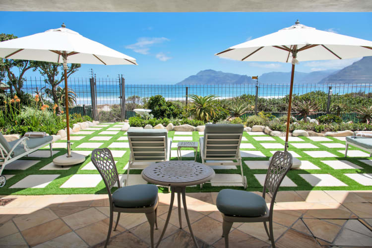 The downstairs patio area