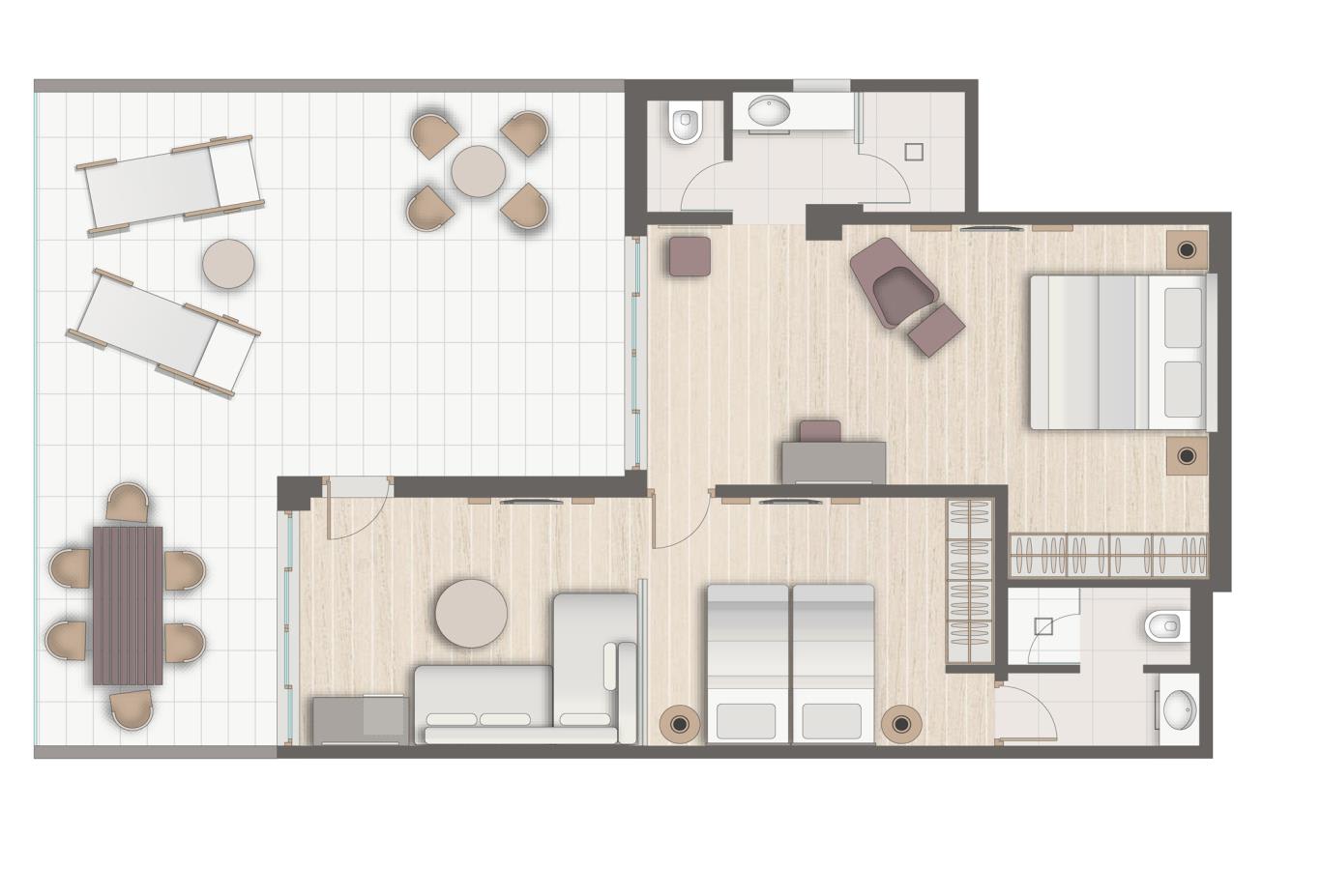 Floorplan Suite Two Bedroom Sea View