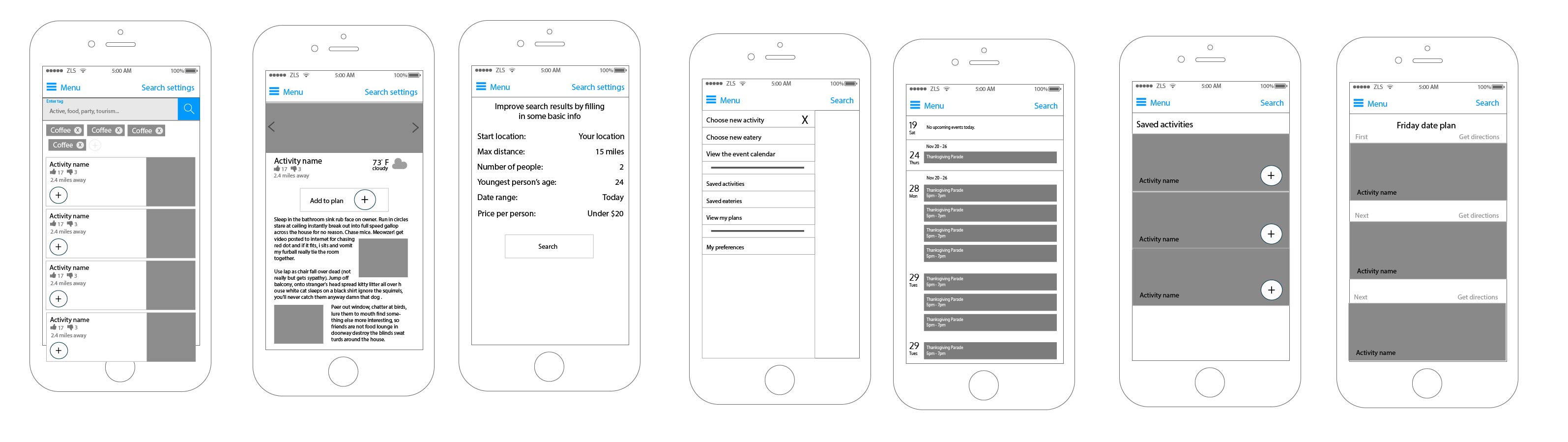 the wireframes using a tag system