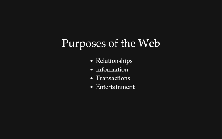 Purposes of the web