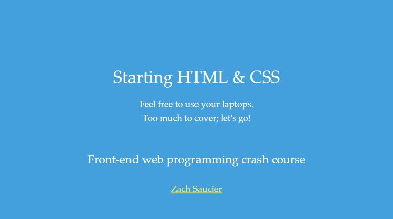 Starting HTML and CSS