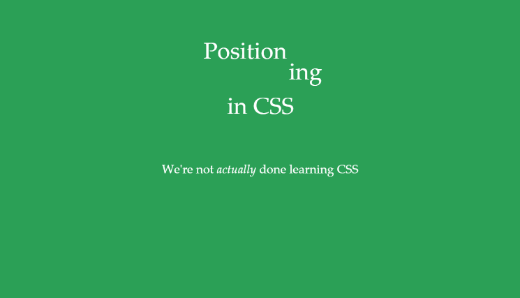 Positioning in CSS