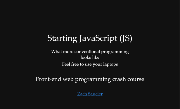 Starting JavaScript (JS)