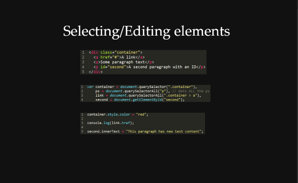 Selecting/editing elements