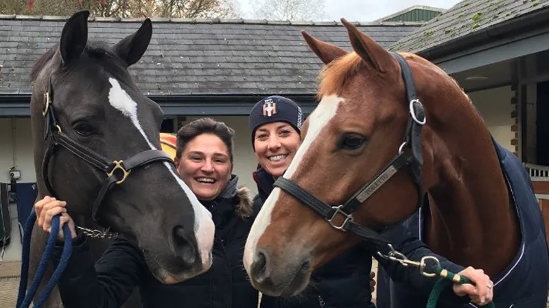 Amelie Kovac (left) with Valegro and Charlotte Dujardin (right) with Pumpkin. Photo courtesy of Amelie Kovac