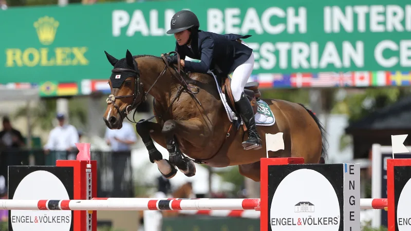 Karen Polle's long relationship with With Wings helped them take the top check in the $130,000 Ruby Et Violette WEF Challenge Cup Round 9. Photo by Sportfot