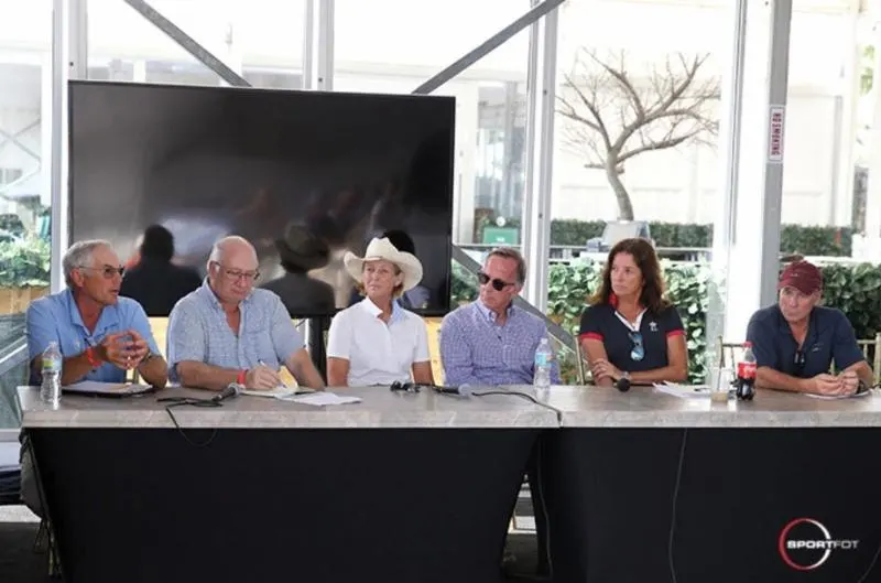 Anthony D’Ambrosio, Michael Stone, Anne Kursinski, USHJA president David Distler, ARAA president Ariane Stiegler, & Peter Leone. Photo Credits: Sportfot