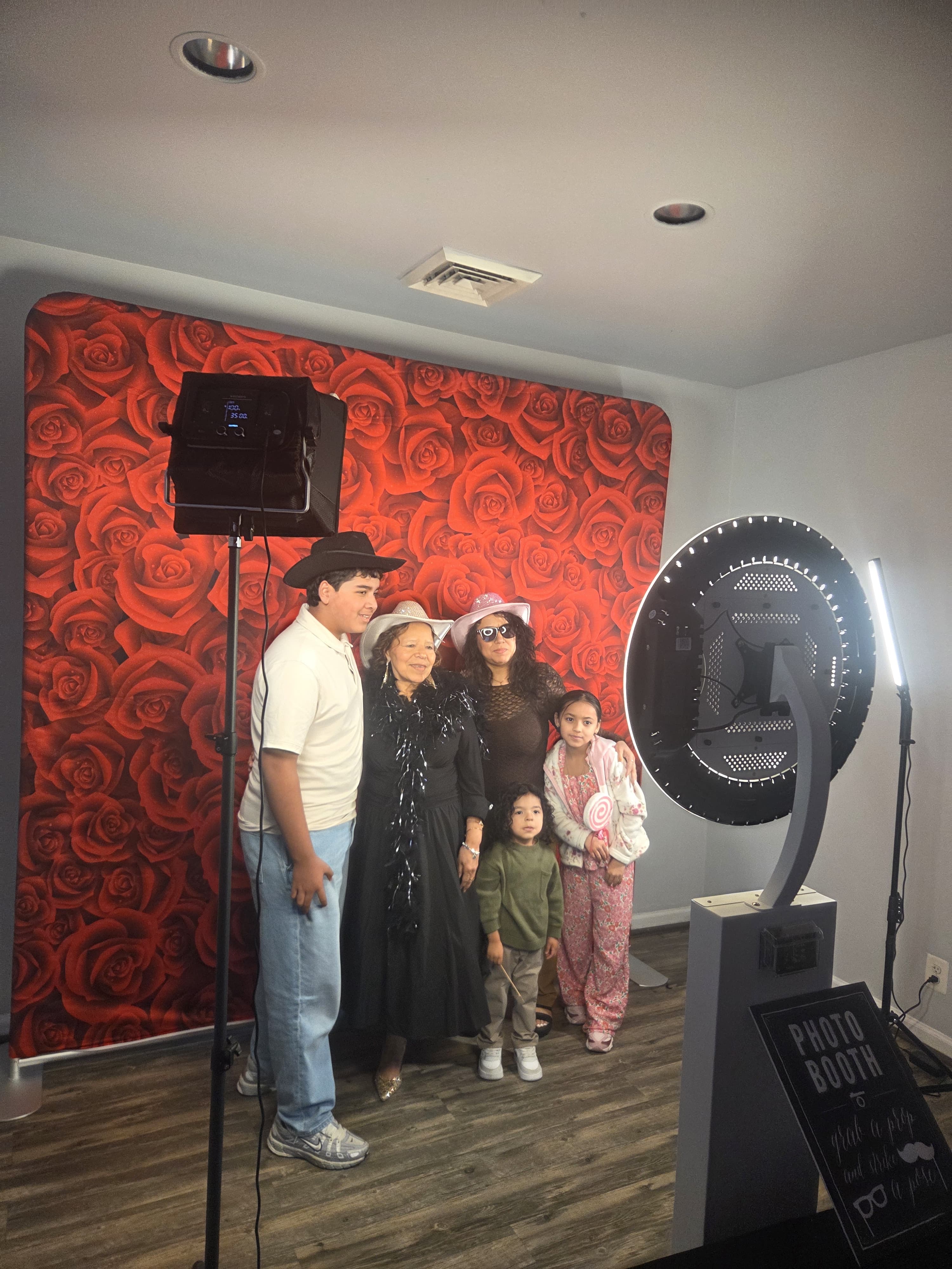 Guests at the mirror photo booth