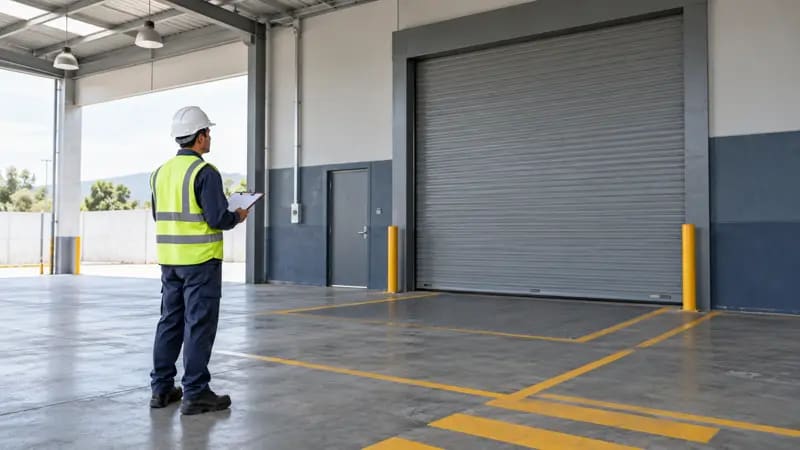 Inspección visual de un acceso de carga en un recinto logístico
