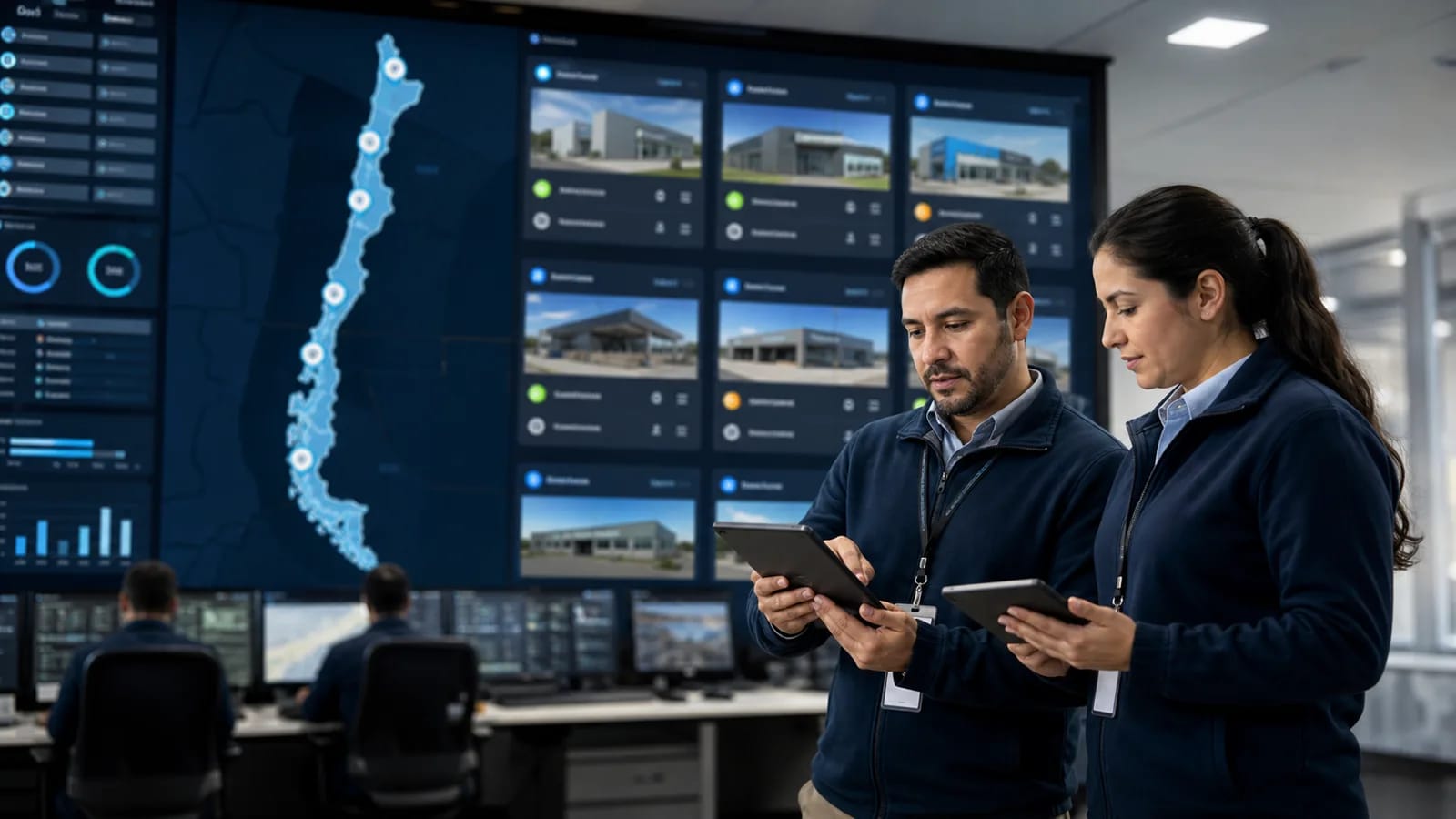 Equipo coordinando mantenimiento multisede para sucursales de una empresa en Chile
