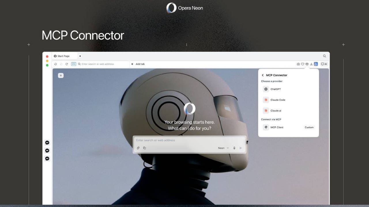 Opera Neon lleva la IA al navegador con su nuevo MCP Connector