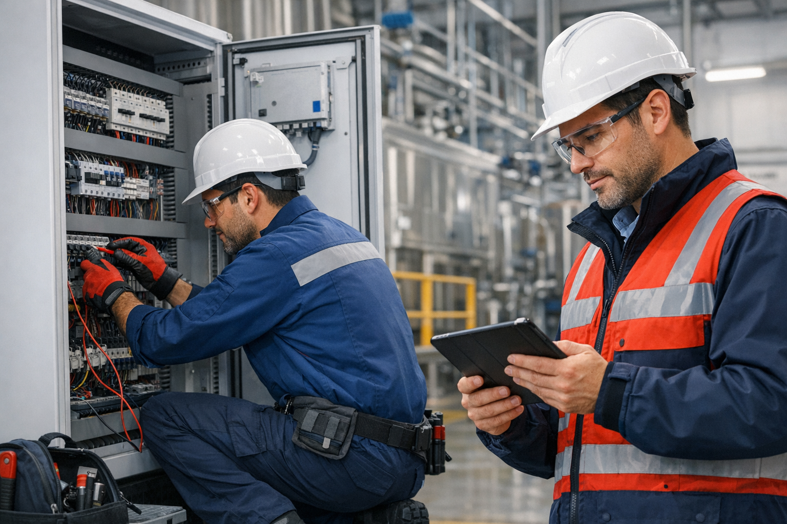 Técnico realizando mantenimiento correctivo en maquinaria industrial para evitar averías