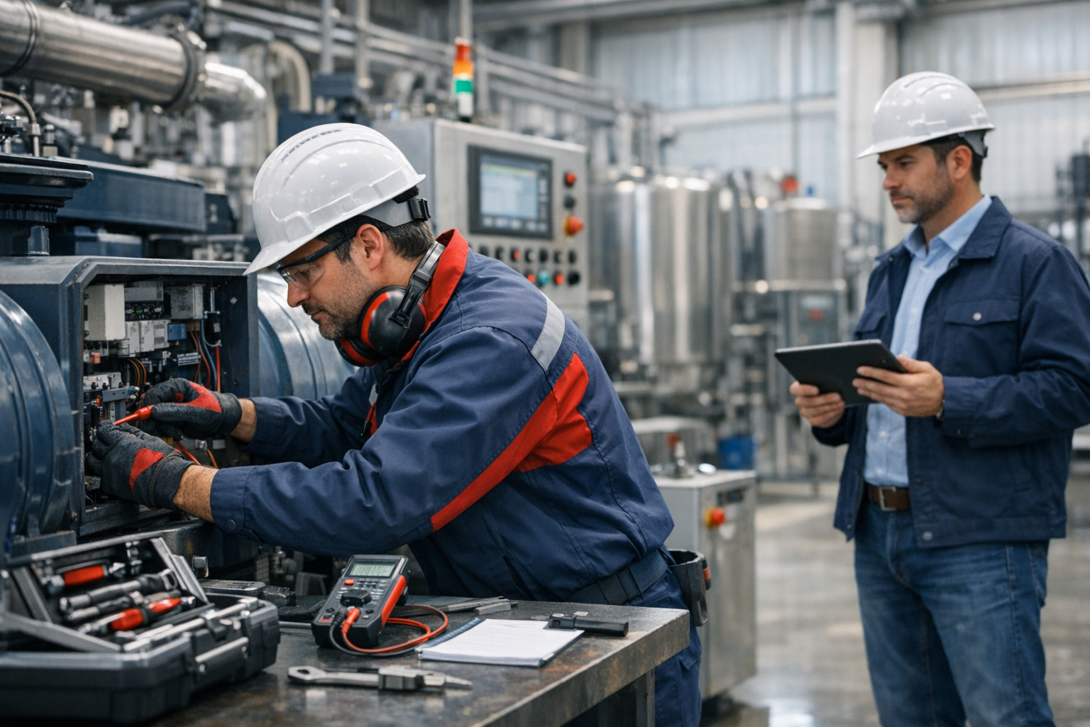 Técnico realizando reparación de equipos industriales en Santiago de Chile
