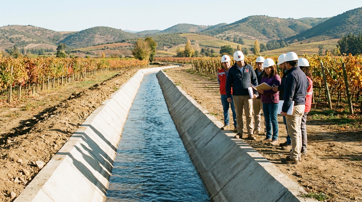 Canal de regadío rural en el valle de Casablanca