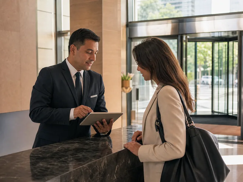 Servicio de conserjería empresarial en Uruguay registra una visita en un edificio
