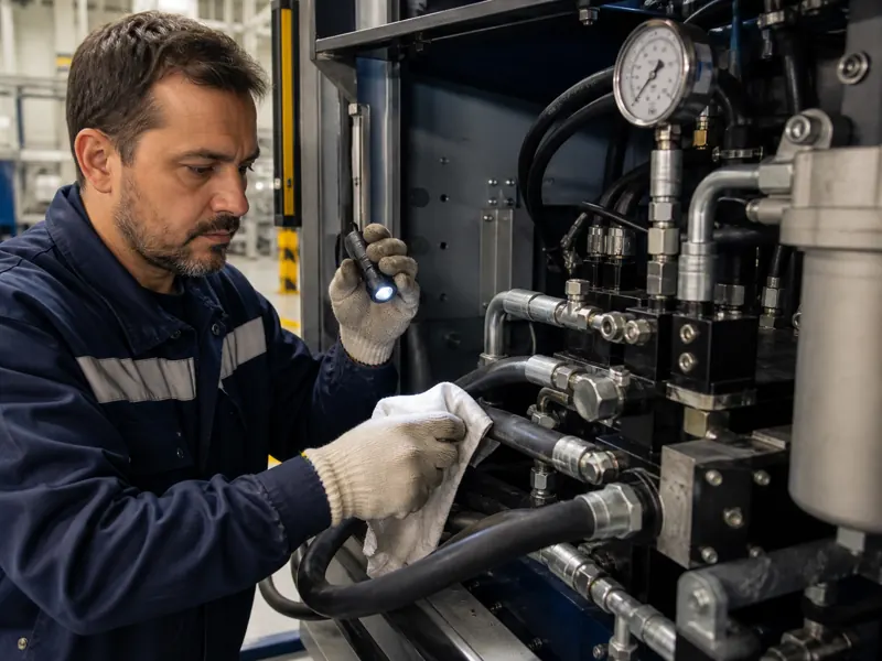Revisión preventiva de mangueras y conexiones hidráulicas industriales
