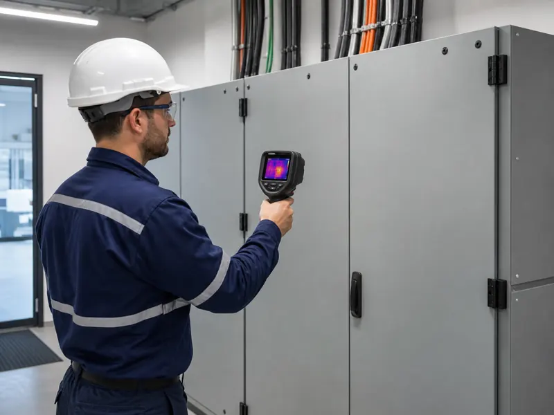Inspección termográfica durante un mantenimiento eléctrico preventivo