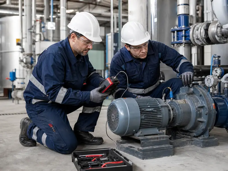Técnicos realizan el diagnóstico para un mantenimiento correctivo industrial