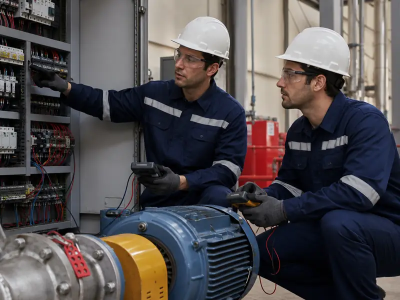 Inspección de tablero durante un mantenimiento industrial