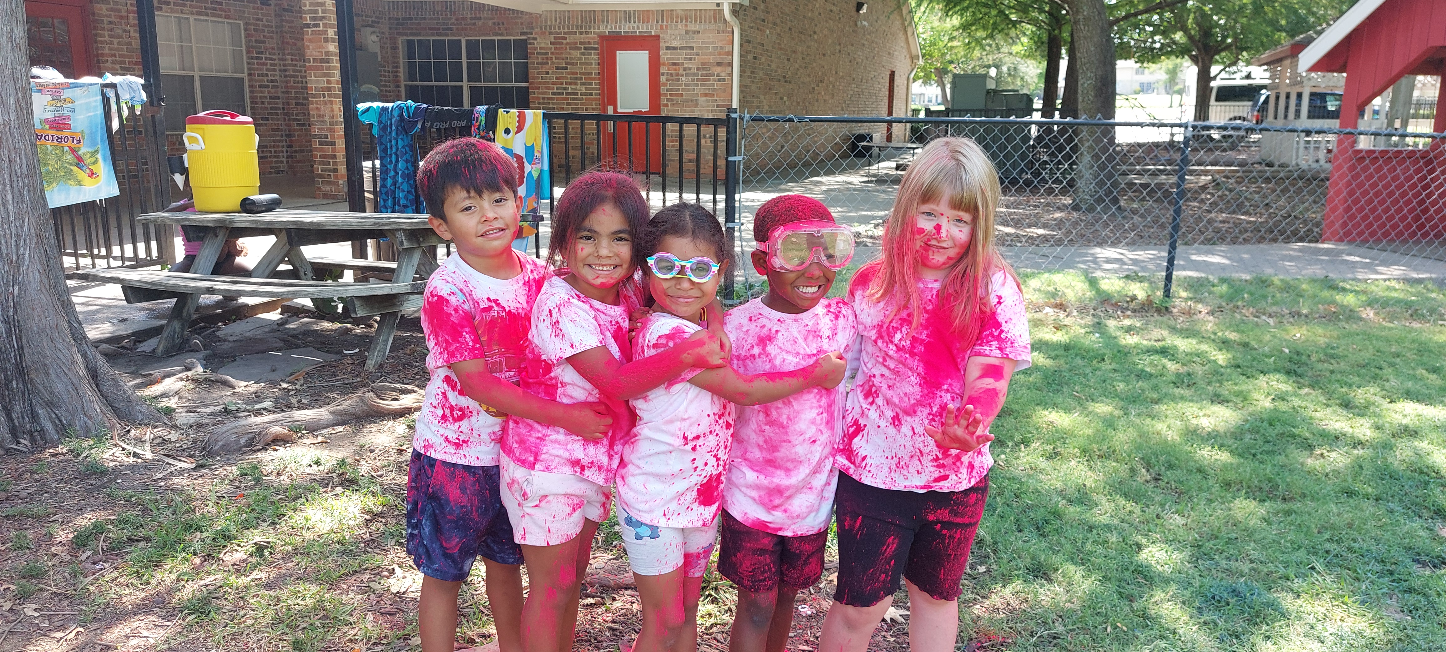 Students enjoying the vibrant color run celebration event at school