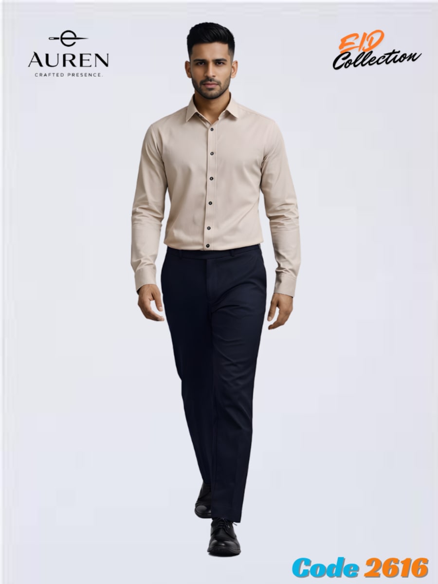 Peach Micro Stretch Formal Shirt - Image 1