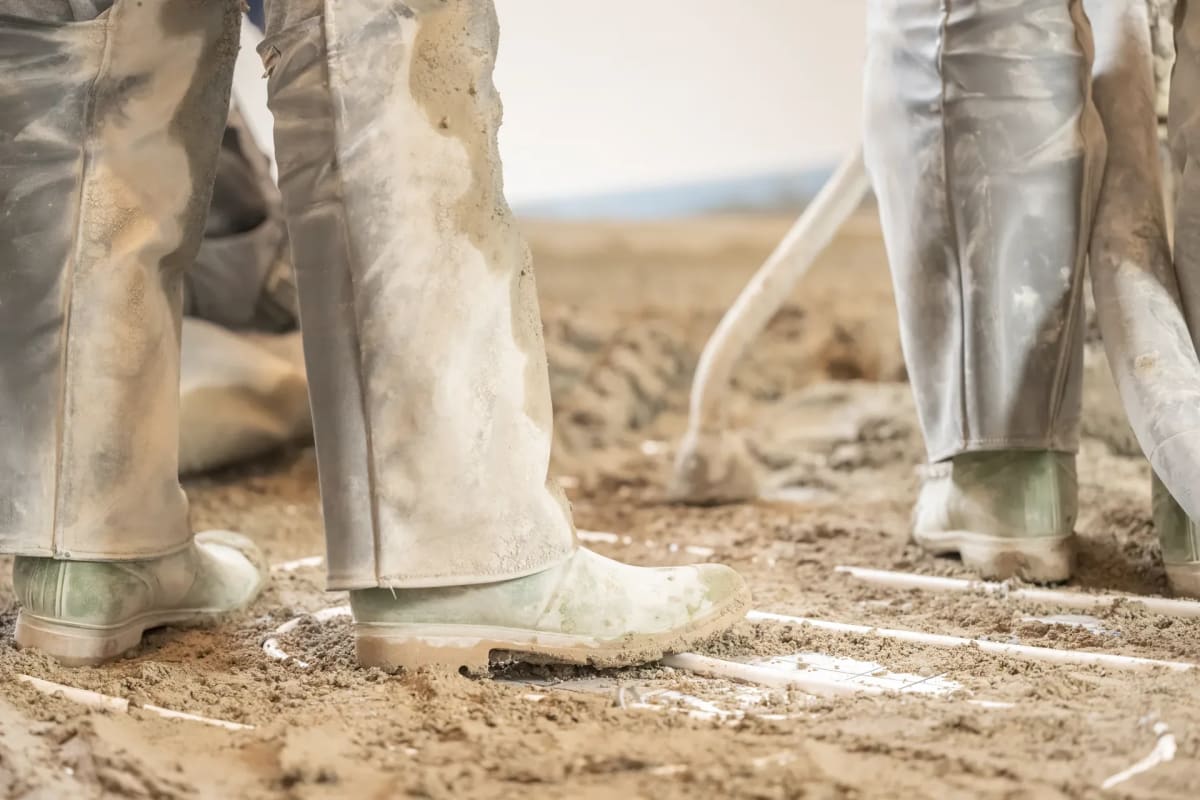 Estrichleger-Team bei der Zementestrich-Verlegung