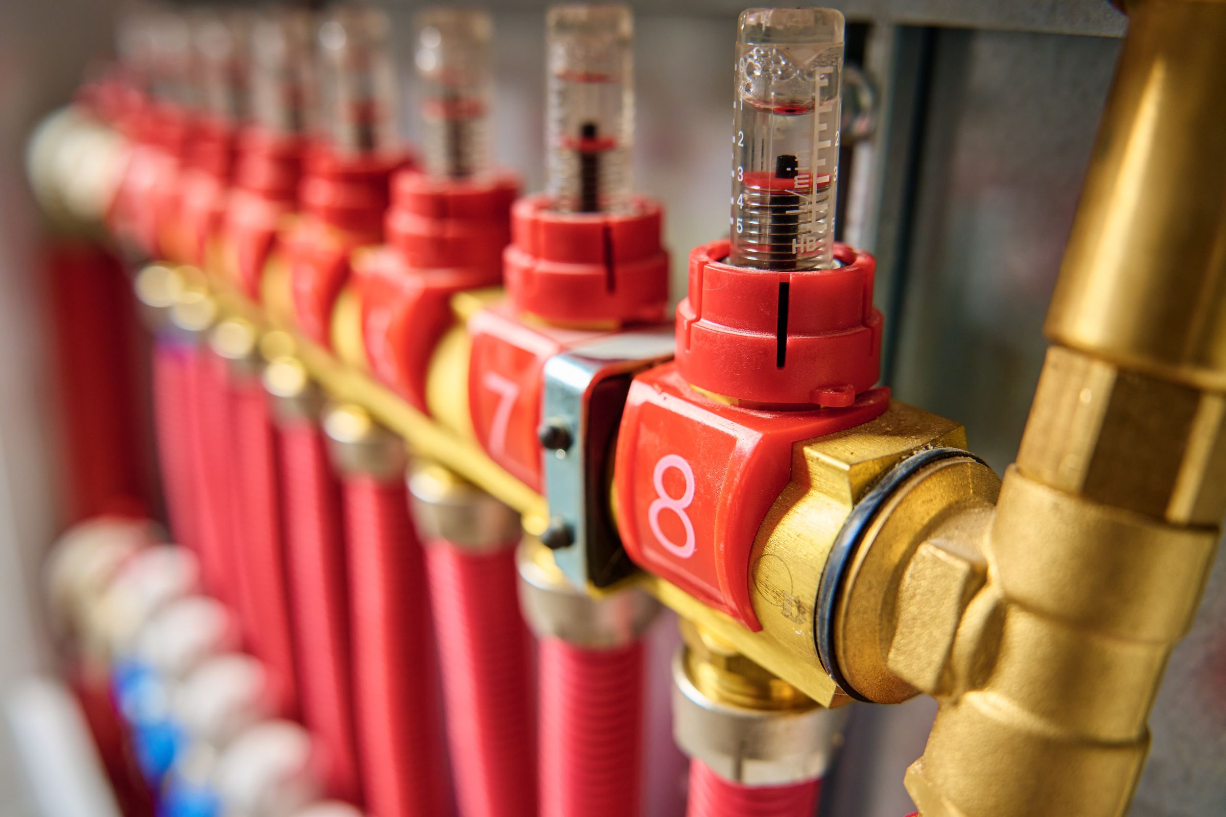 Fußbodenheizung Heizkreisverteiler mit Durchflussmessern